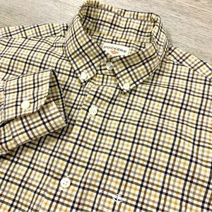 Dockers Mens Small Long Sleeve Yellow Brown Plaid Button Up Shirt